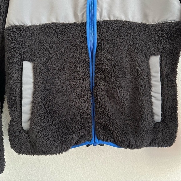 EDDIE BAUER Kids Youth High Pile Hooded Jacket in Black Grey B Size Medium 10 12 - Picture 12 of 16